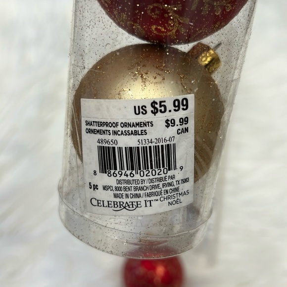 💝 10/$10 💝 Shatter Proof Holiday Ornaments (Set of 9) Red, Green, Gold - Picture 3 of 3